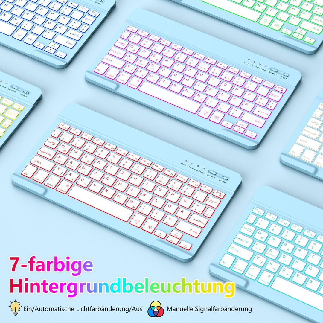 aMZCaSE für iPad A16 10/11th Generation Case mit Tastatur 11/10.9 Zoll(2025/2022),7 Farben Hintergru