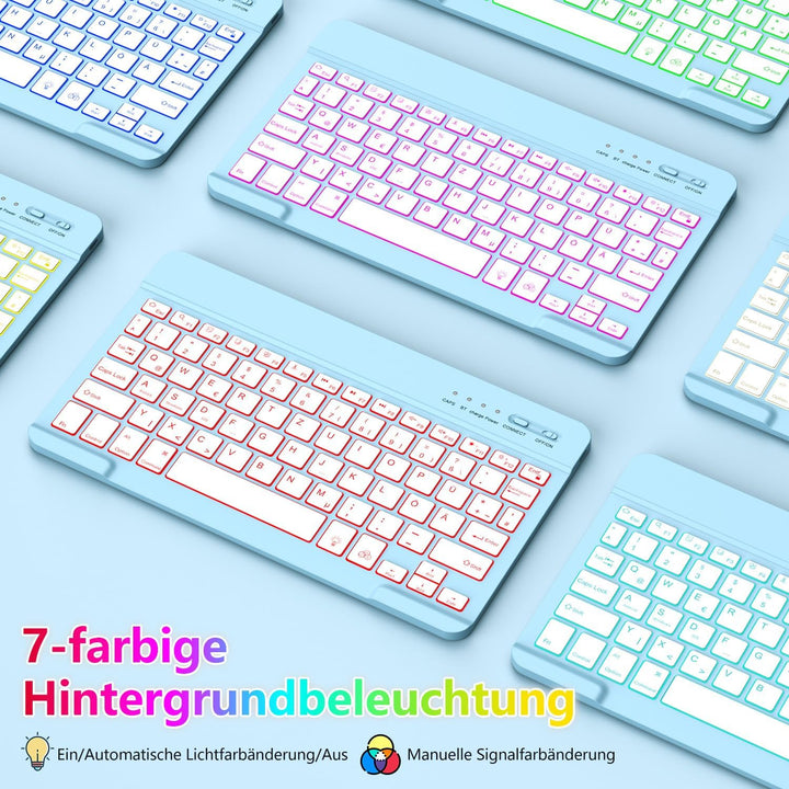 aMZCaSE für iPad A16 10/11th Generation Case mit Tastatur 11/10.9 Zoll(2025/2022),7 Farben Hintergru