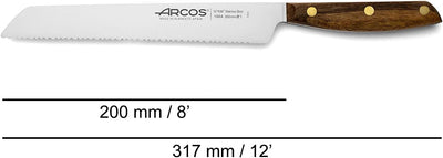 Arcos Serie Nordika - Brotmesser - Edelstahl NITRUM - Klinge 200 mm - Ovengkol Holzgriff 100% natürl