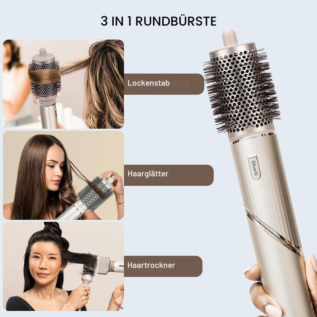 Grosser RundBürste Aufsatz für Shark FlexStyle Föhn, Runder Volumenbürste für Jumbo-Volumen-Heissluf