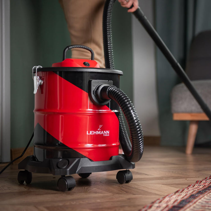 LEHMANN Haddo Industriestaubsauger 2000W - Aschesauger für Kamin mit Doppelfilteranlage - Nass Trock