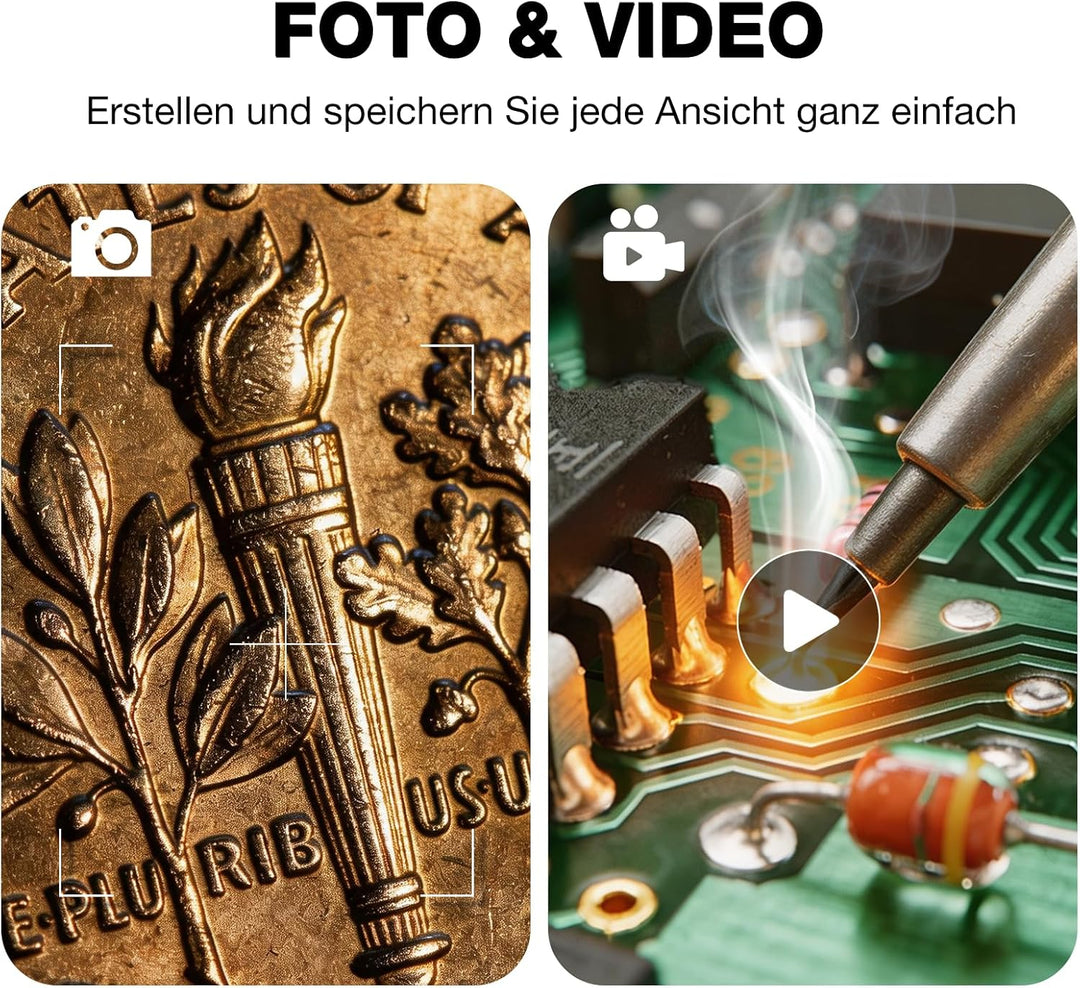 Leipan Digitales Mikroskop mit Flex Arm, 5" HD Display Bildschirm 5 Zoll, 5 Zoll