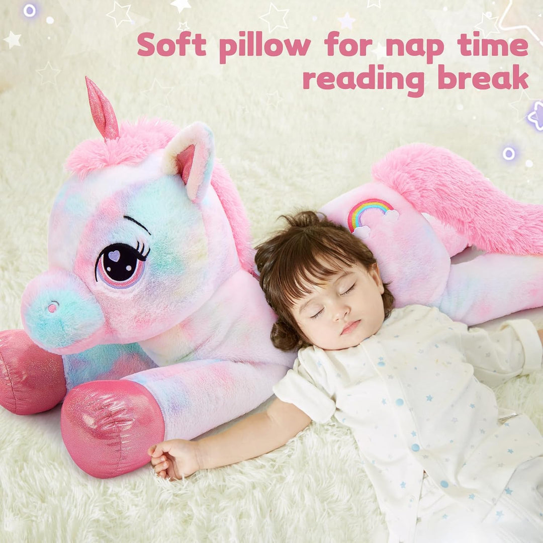MorisMos riesen Einhorn Kuscheltier XXL,110cm Pink Rosa gross Einhorn plüschtier Stofftier, Geburtst