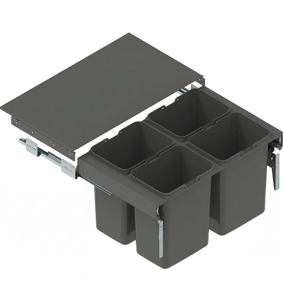 Einbau Mülleimer für 80 cm Küchenschrank 4 fach Mülltrennung mit Vollauszug Soft Close Ablage 4x15L