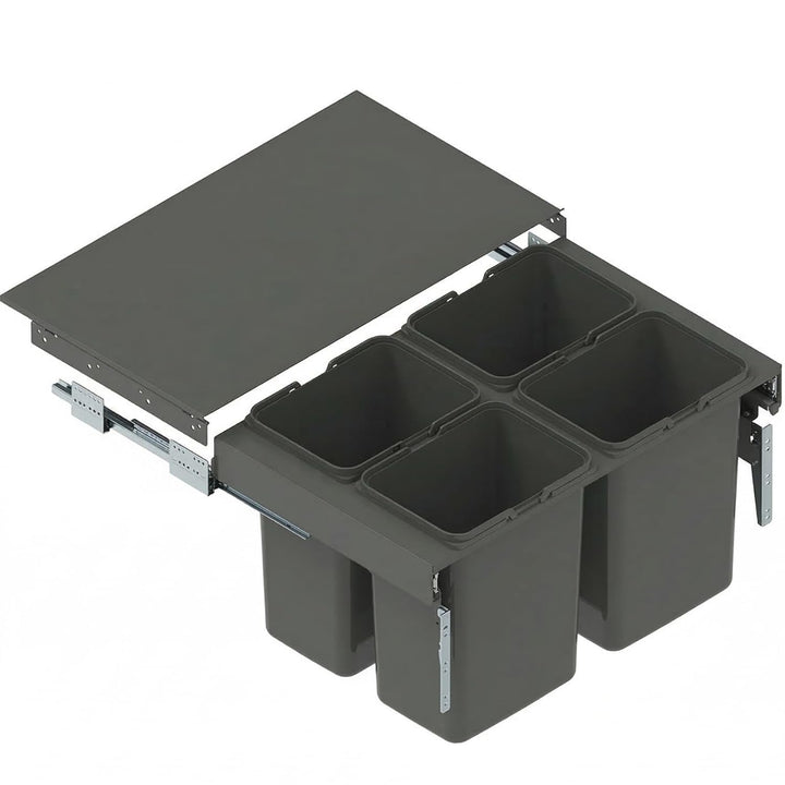 Einbau Mülleimer für 80 cm Küchenschrank 4 fach Mülltrennung mit Vollauszug Soft Close Ablage 4x15L