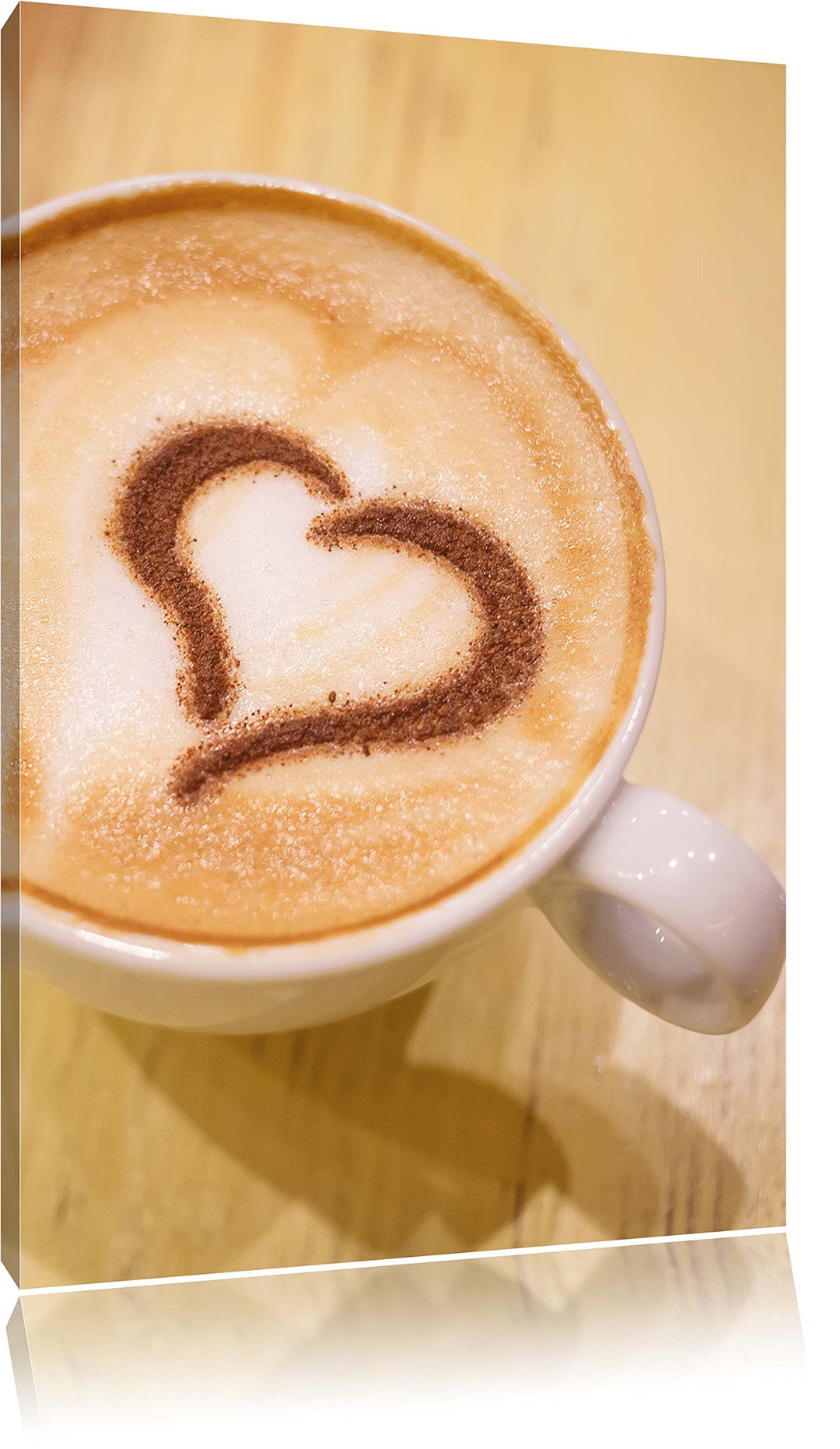 Pixxprint Kaffee Herz aus Schaum Cappucino als Leinwandbild/Grösse: 100x70 / Wandbild/Kunstdruck/fer