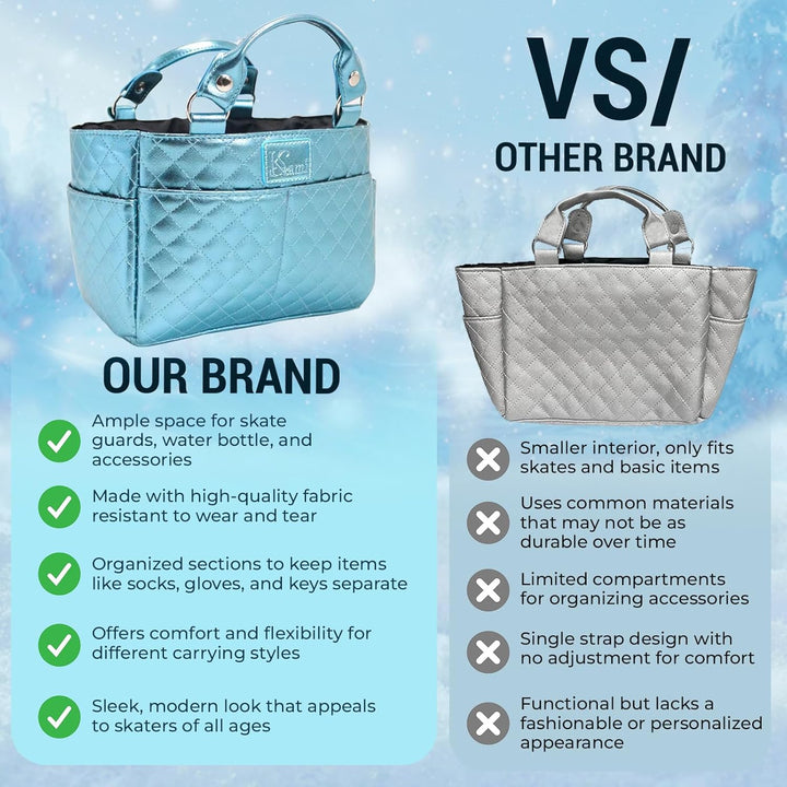 Kami-So Ice Skating Rink Tote - Great for Skate Guards Water Bottle and Other Skating Accessories Aq