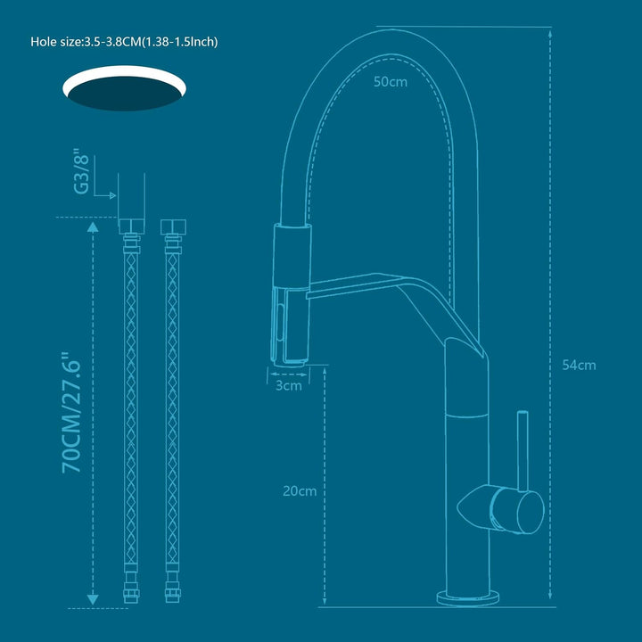 Wasserhahn Küche, Hochdruck Küchenarmatur mit Herausziehbarer Brause, Mischbatterie Küche 360° Schwe