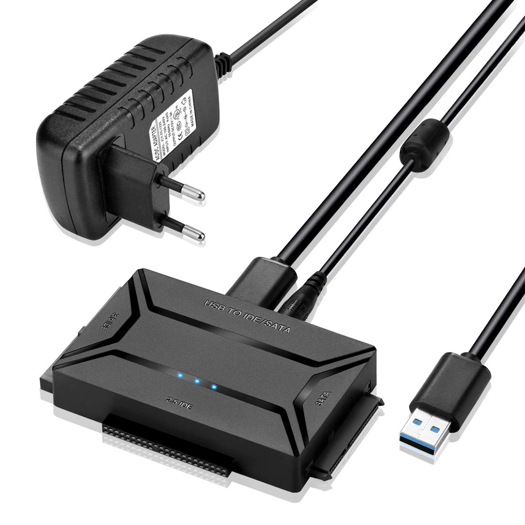 AGPTEK USB 3.0 zu IDE/SATA Konverter, Festplattenadapter mit Power-Schalter für 2.5"/3.5" SATA/IDE/S