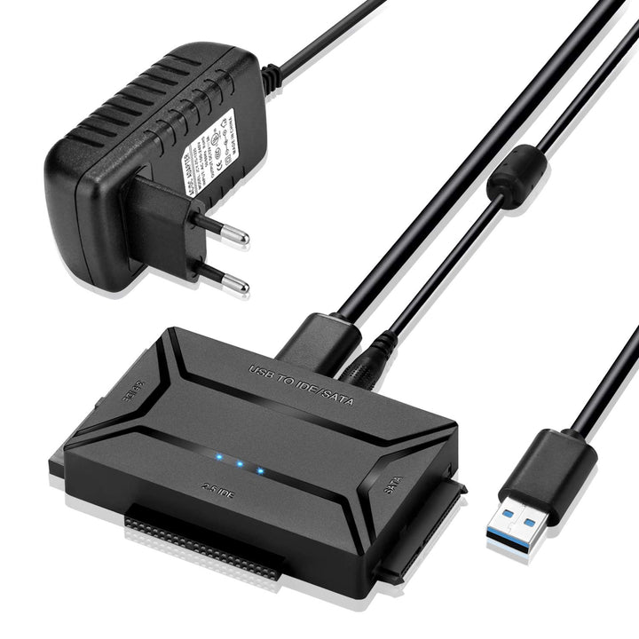 AGPTEK USB 3.0 zu IDE/SATA Konverter, Festplattenadapter mit Power-Schalter für 2.5"/3.5" SATA/IDE/S