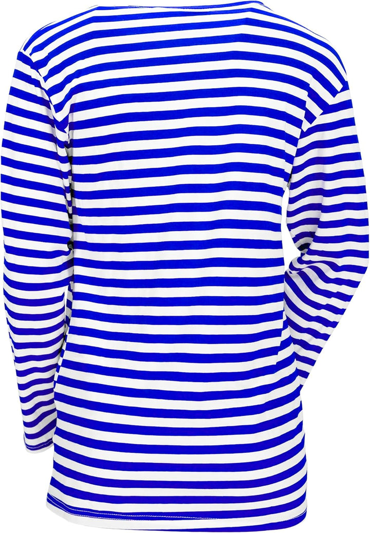 Ringelshirt Lang-Kurzarm Grösse XS bis 4XL, 95% BW Stretch, Karneval, Fasching, Blau-weiss
