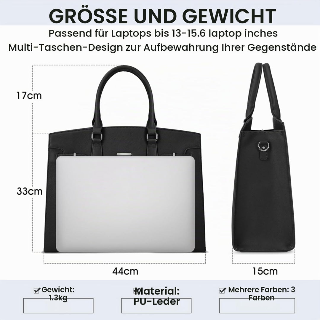 IGOLUMON Handtasche Damen Shopper Damen Gross Schwarz Laptop Tasche 15.6 Zoll PU Leder Umhängetasche