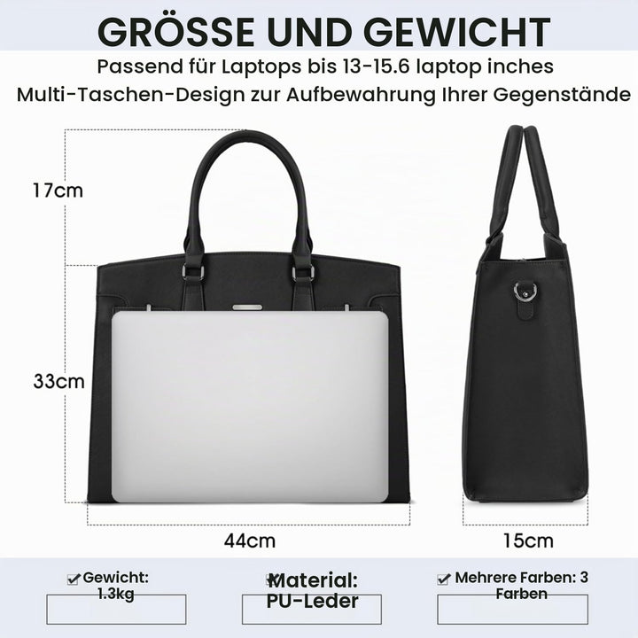 IGOLUMON Handtasche Damen Shopper Damen Gross Schwarz Laptop Tasche 15.6 Zoll PU Leder Umhängetasche