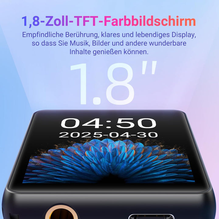MP3-Player mit Bluetooth, 128GB Musik-Player, eingebauter Lautsprecher und FM-Radio, 1,8 Zoll Mini T