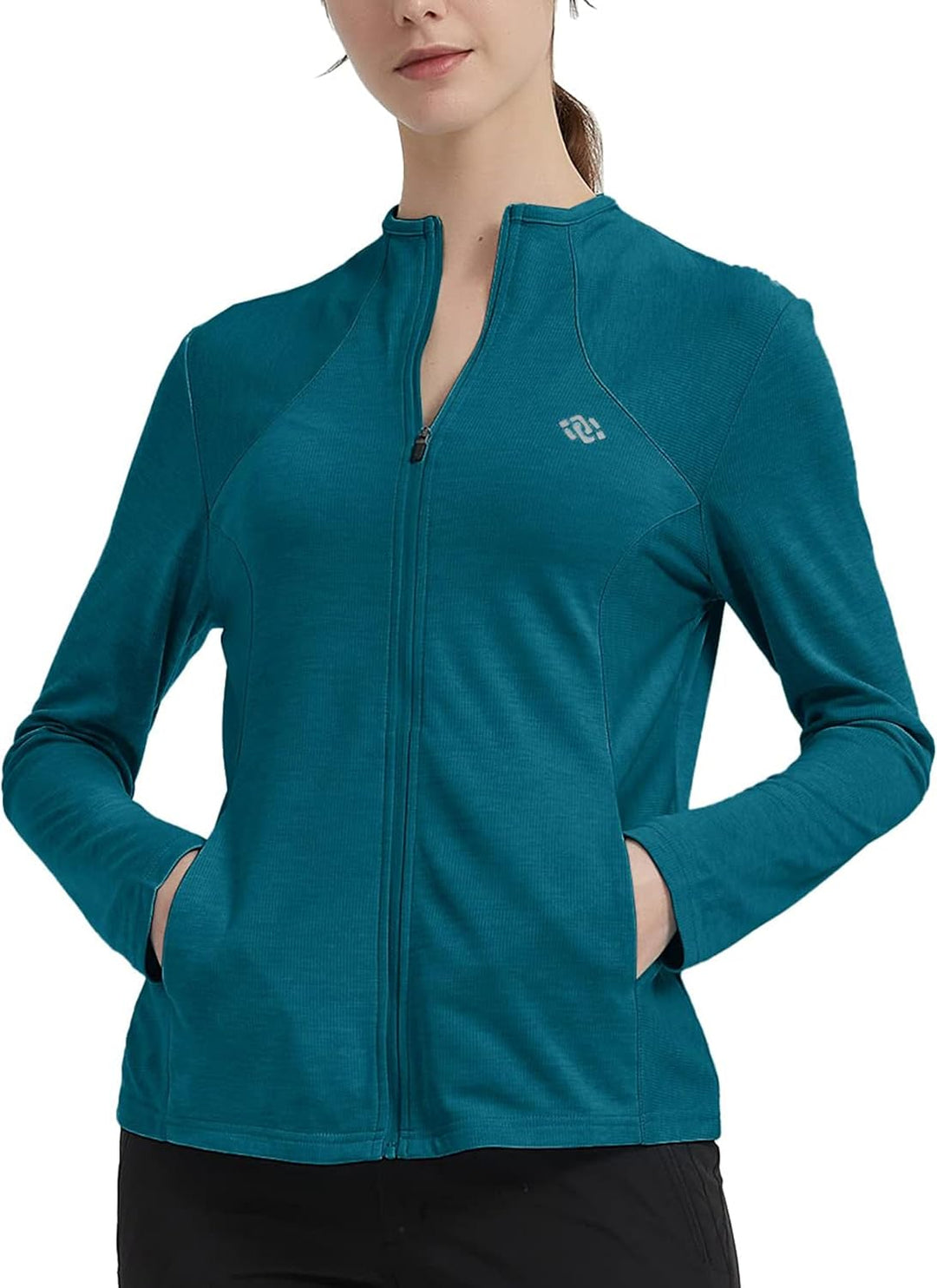MoFiz Damen Laufjacke Leicht Sportjacke Trainingsjacke Langarm Fitness Wandern Yoga Jacke Atmungsakt
