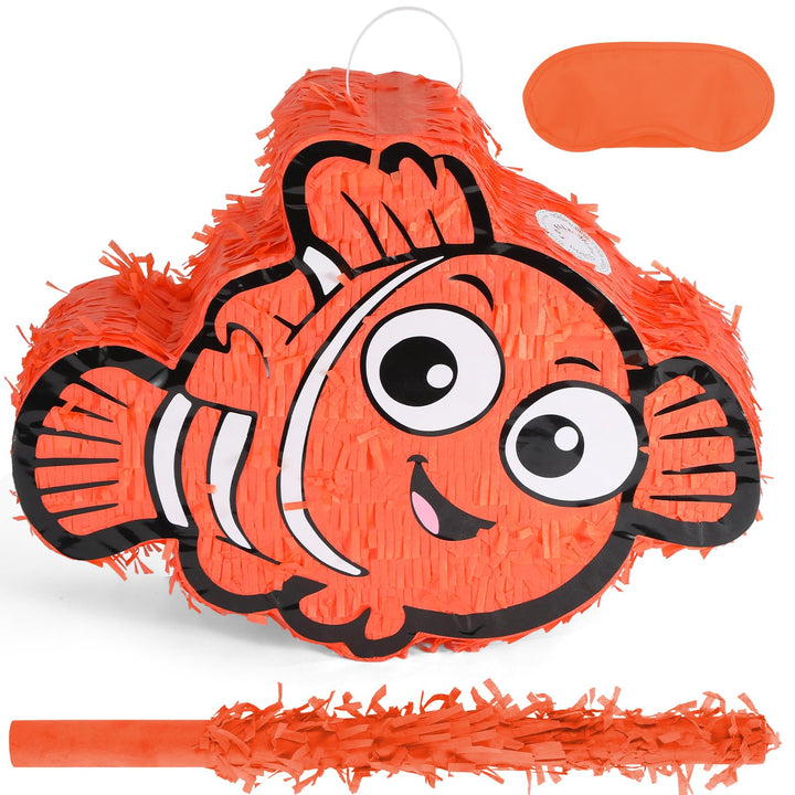 Nemo Pinatas Set mit Augenbinde und Fledermaus (41,5 x 32,6 x 10,2 cm), perfekt für Kindergeburtstag