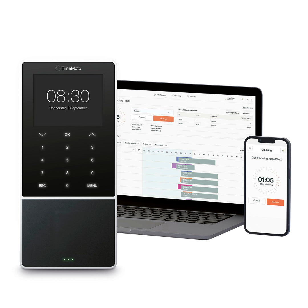 TimeMoto TM-818 SC Zeiterfassungsterminal, Kopplung mit kontaktlosen Smart Access Cards, RFID Badge/