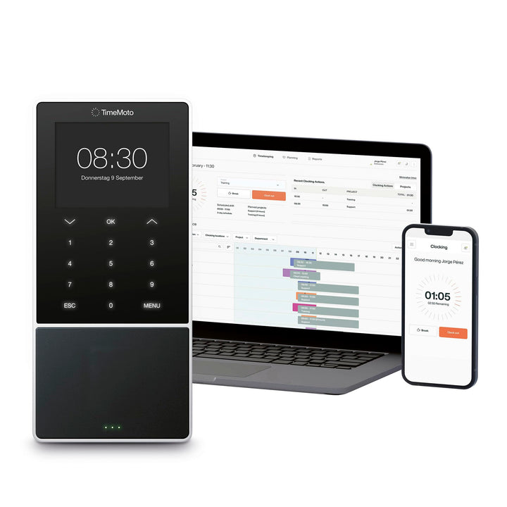 TimeMoto TM-818 SC Zeiterfassungsterminal, Kopplung mit kontaktlosen Smart Access Cards, RFID Badge/