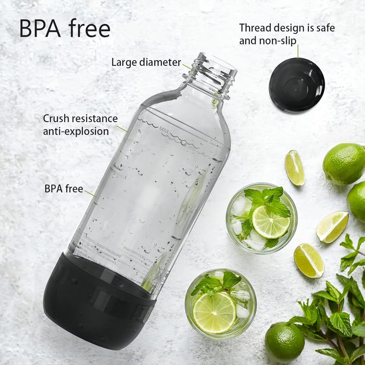 Mycket Soda Maker Flaschen, 2 x 1L Carbonating Bottles, BPA-frei Kohlensäureflaschen, Wiederverwendb