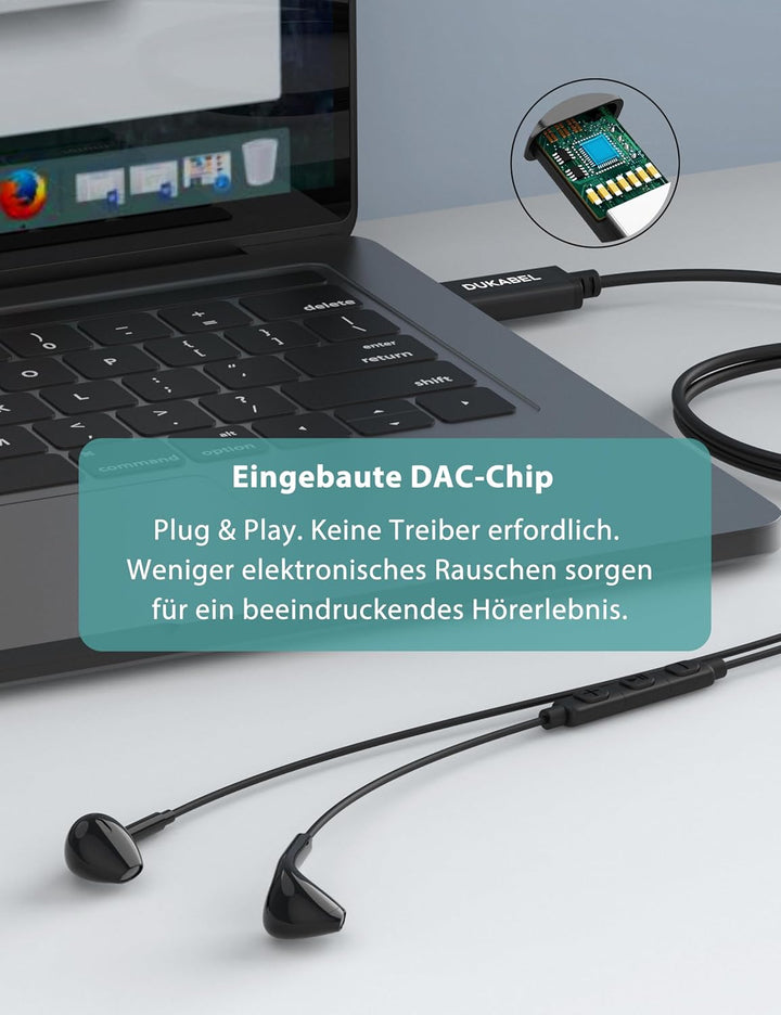 DuKabel USB In Ear Kopfhörer PC Headset mit Mikrofon und Lautstärkeregler USB Gaming Headset für PS4