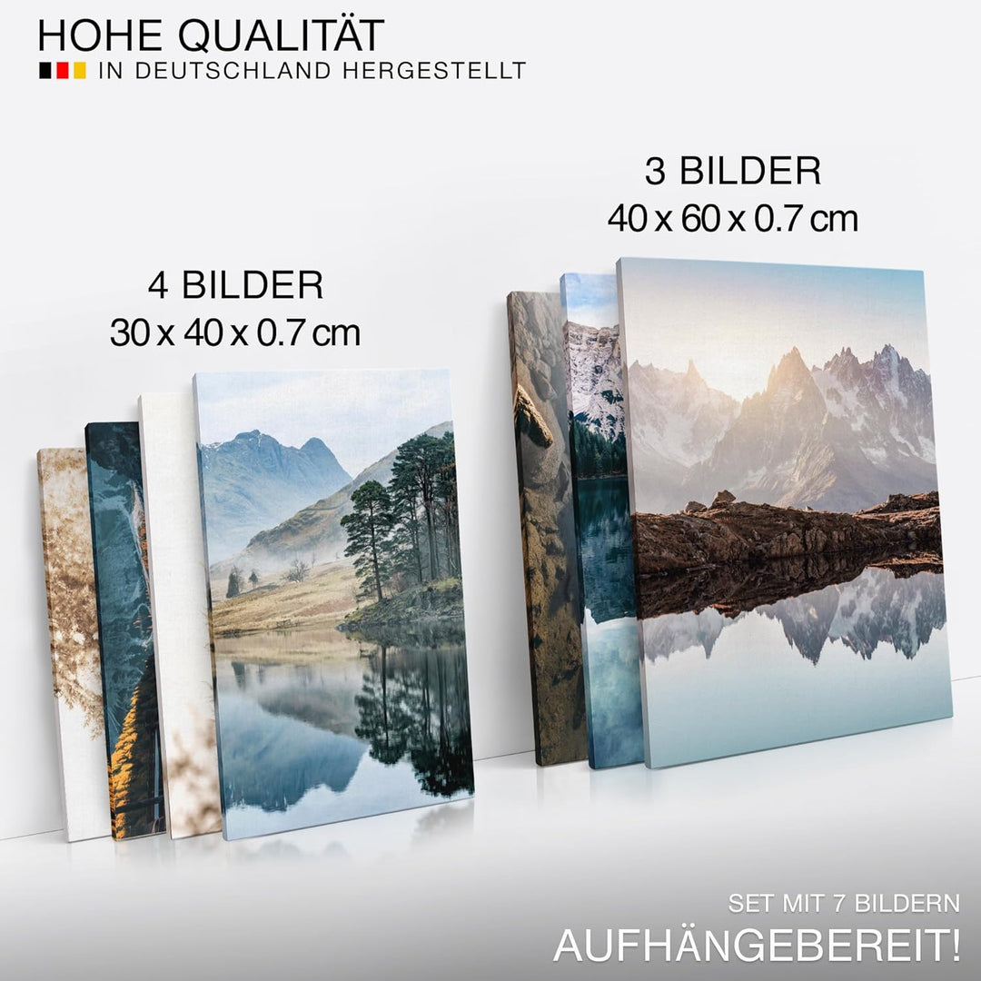 Novart Wandbilder See Berge Blau - KOMPLETT AUFHÄNGFERTIG - Natur Wohnzimmer Schlafzimmer Flur - 7 M