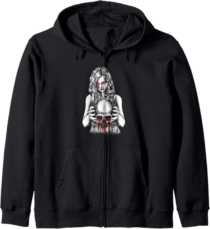 Dämon Mädchen Satan Schädel Goth Kapuzenjacke
