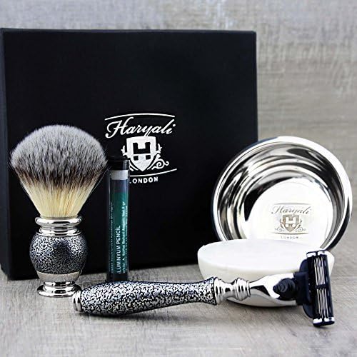 Grundlagen Rasierwerkzeuge Anfänger Rasierset synthetische Bürste, Triple Edge Kartusche Kompatibel