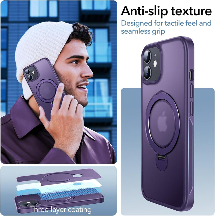 Anqrp 360° All-in-One-Ständerhülle für iPhone 12/12 Pro Hülle mit Rotierbarem Magnetischem Ständerri