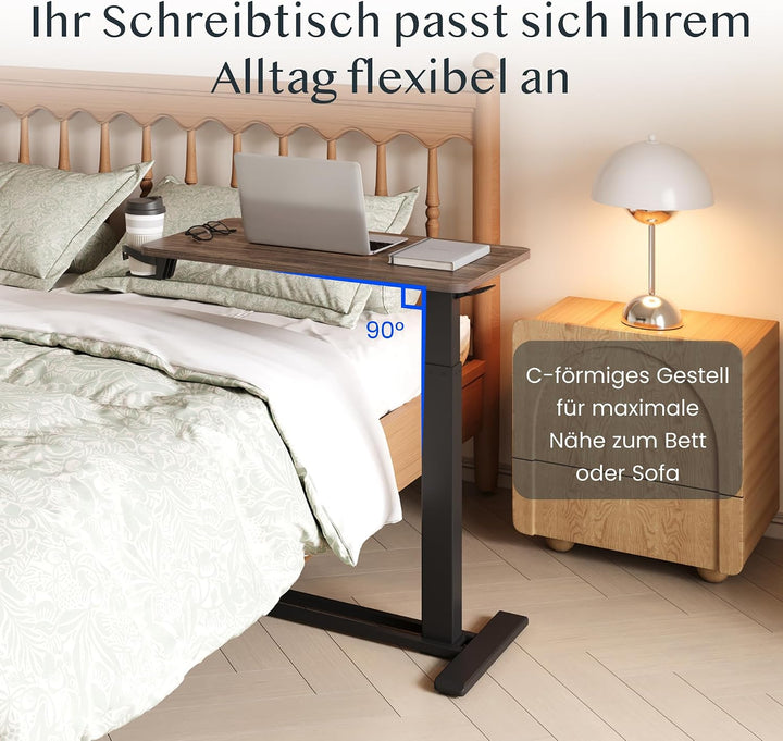 FLEXISPOT Beistelltisch höhenverstellbar mit Rollen, stufenlose Gasfeder | Nachttisch/Couchtisch/Bet