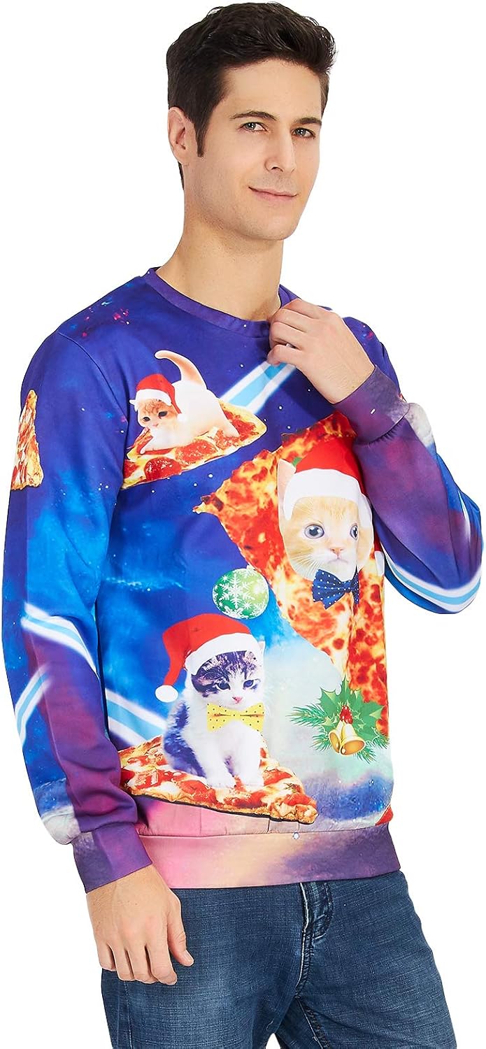 ALISISTER Hässliche Weihnachtpullover 3D Gedruckt Weihnachten Jumper Sweatshirt Langarm Ugly Christm