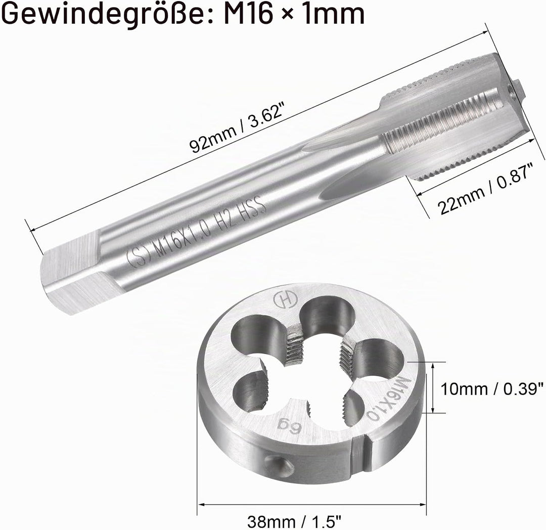 sourcing map Gewindebohrer M16 x 1mm Gewindebohrer mit Legierungswerkzeug, M16 x 1mm