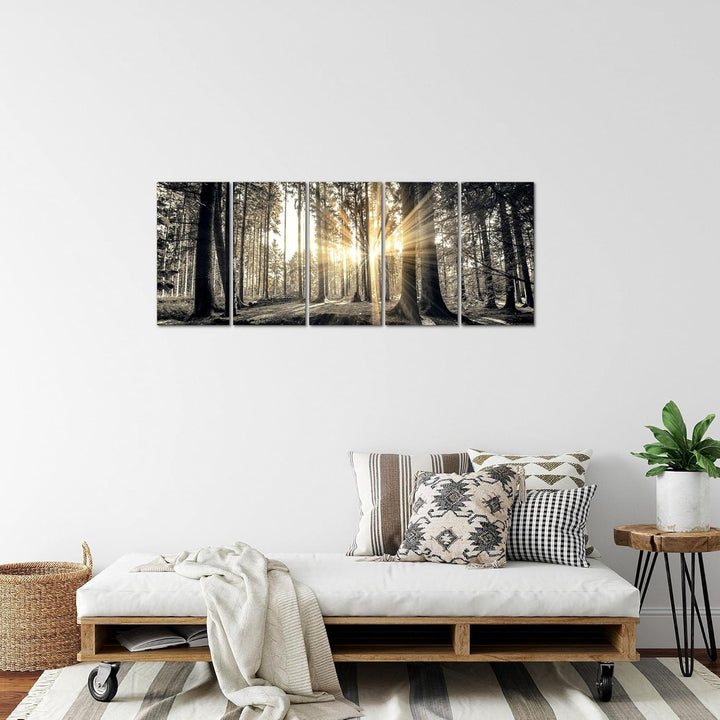 Runa Art Bild Wald Landschaft Wandbilder auf Vlies Leinwand 5 Teilig Wanddekoration Schlafzimmer Woh
