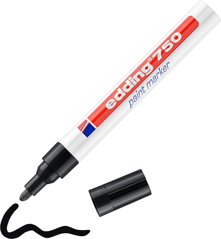 edding 750 Lackmarker - schwarz - 10 Stifte - Rundspitze 2-4 mm - Lackstift zur Markierung und Besch
