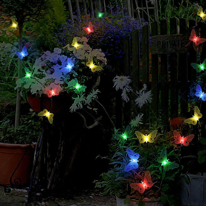 Aussen Solar Licht Garten, wasserdicht 20 PCS Faser Schmetterling geformte Solar Powered Lichterkett