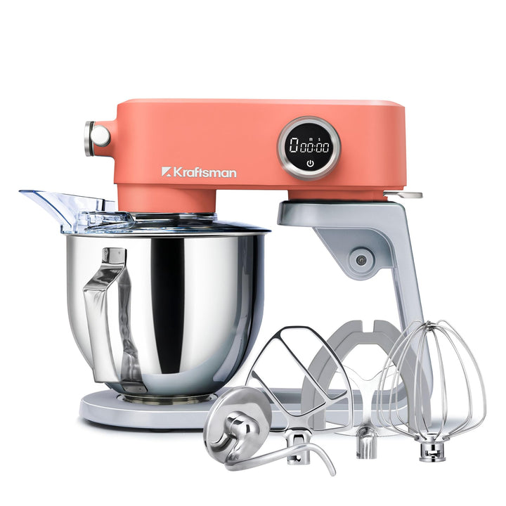 5L Vollmetall-Küchenmaschine,Pizzateig Knetmaschine,Teigmaschine mit leisem Kupfer-DC-Motor, 4 Edels