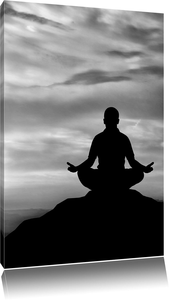 Pixxprint Monocrome, Meditation im Sonnenuntergang, Format: 100x70 auf Leinwand, 100x70