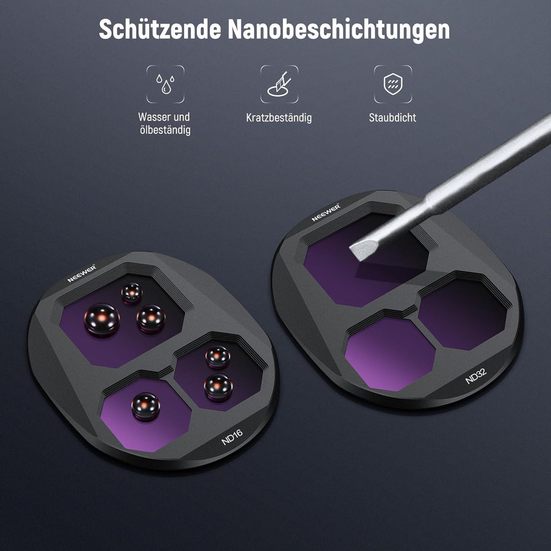 NEEWER ND Filter Set Kompatibel mit DJI Mavic 4 Pro (ND8/ND16/ND32/ND64), 4er Pack, mehrfach beschic