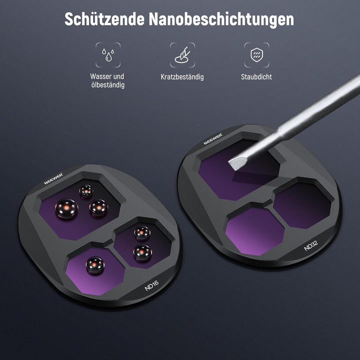 NEEWER ND Filter Set Kompatibel mit DJI Mavic 4 Pro (ND8/ND16/ND32/ND64), 4er Pack, mehrfach beschic