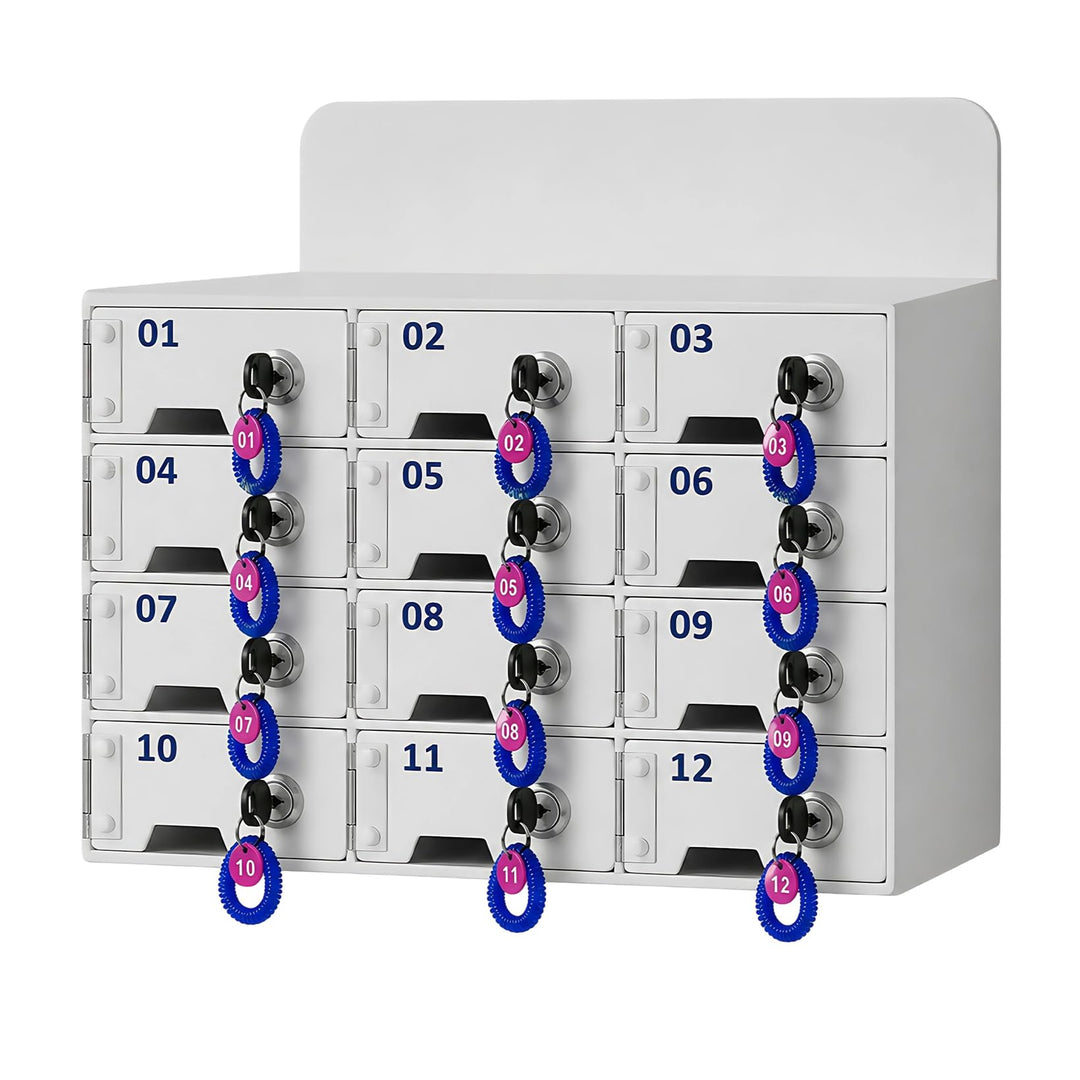 Handy-Aufbewahrung 12 Slots, Wandmontiert Handy Aufbewahrungsbox mit Schlüssel und Ladeanschluss, Ha