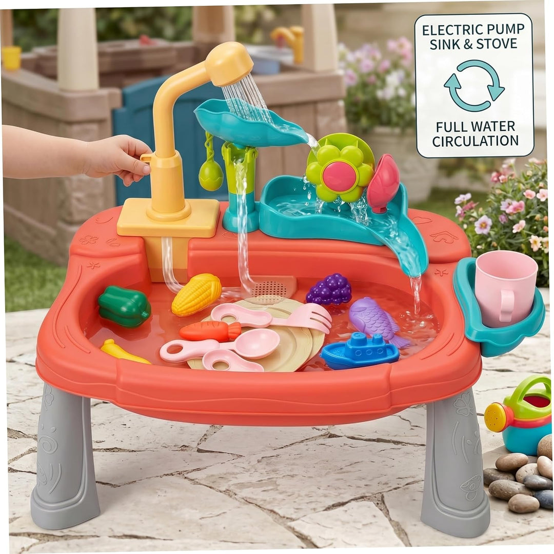 Spielspüle mit fliessendem Wasser, lustiges Baby-Wassertisch, Waschen und Angeln, Rollenspiel-Set fü