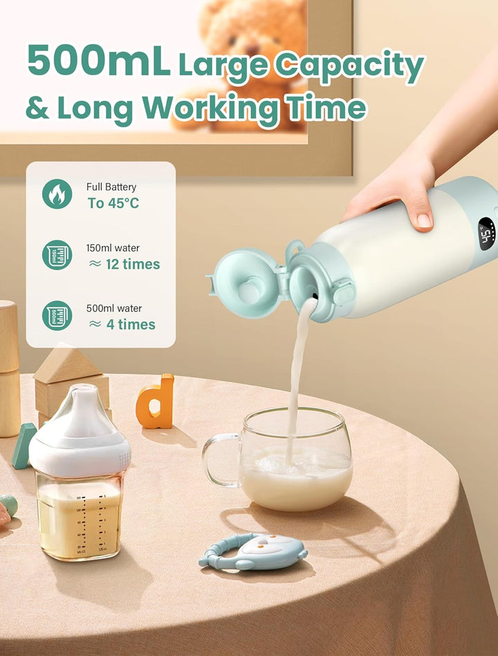 500mL Flaschenwärmer Baby, Mobiler Flaschenwärmer Baby, Tragbarer Flaschenwärmer Unterwegs, mit Lade