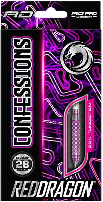 RED DRAGON Confessions 26g, 28g oder 30g Tungsten Darts mit Flights und Schäfte 28.0 Gramm, 28.0 Gra