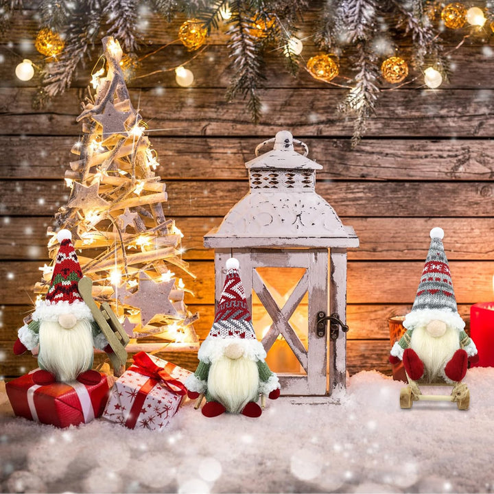 Gehydy Weihnachtswichtel 3er Set Wichtel Figuren Weihnachten Dekoration Weihnachtsdeko Christmas Dec