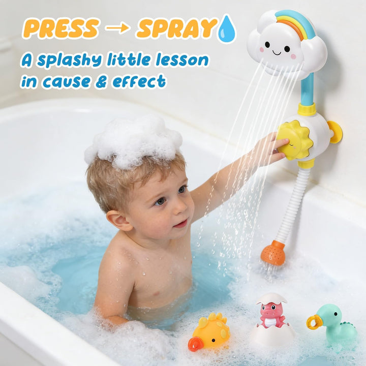 Badespielzeug, CUTE STONE Wolken-Dusche Badespielzeug Set mit Angelspiel, eine Schildkröte, EIN Dino