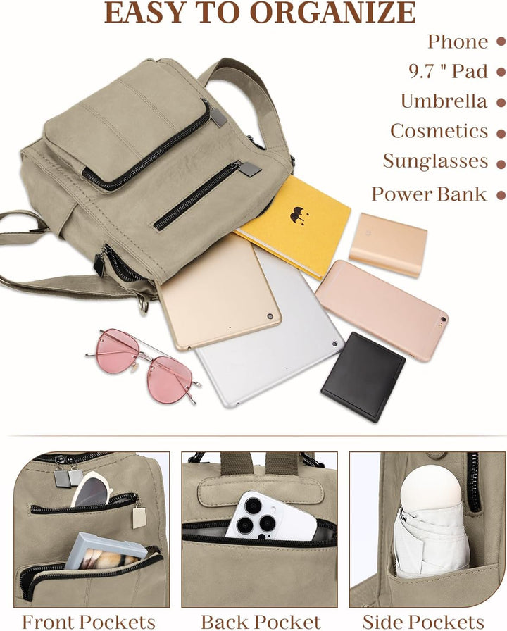 RAVUO Rucksack Damen Klein, PU Leder Kleiner Damen-Rucksackhandtaschen Mini Cityrucksack Wasserdicht