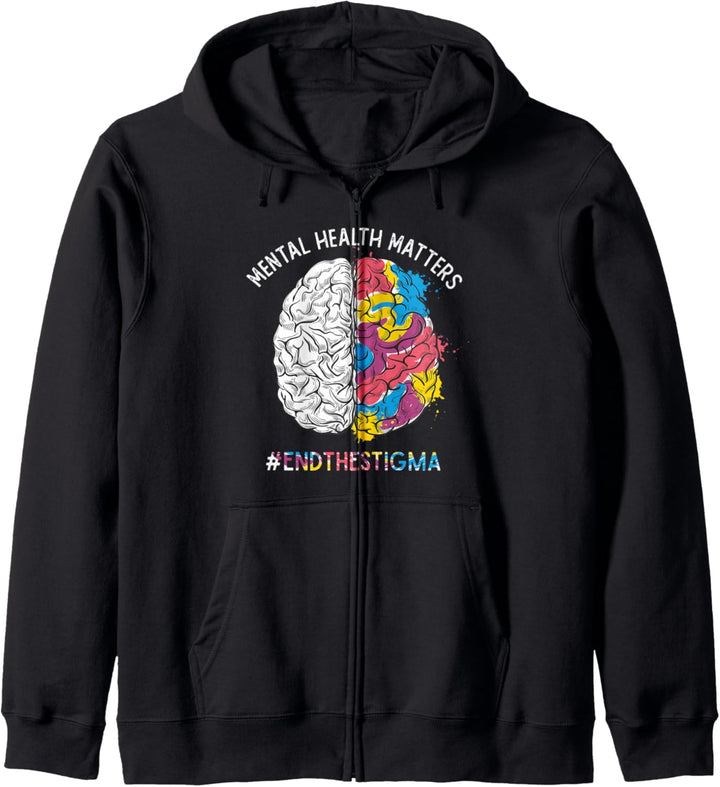 Stigma Mental Health Matters End The Illness Colourful Brain Kapuzenjacke