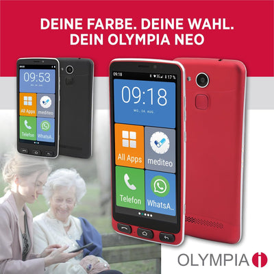 Olympia Neo 16 GB Smartphone für Senioren | Extragrosse Darstellung | Hörgerätekompatibel | Notrufta