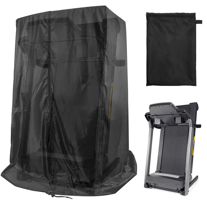 Luxiv Schwarze Laufbandabdeckung, 116,8 cm L x 96,5 cm B x 167,6 cm H, wasserdicht, staubdicht, falt