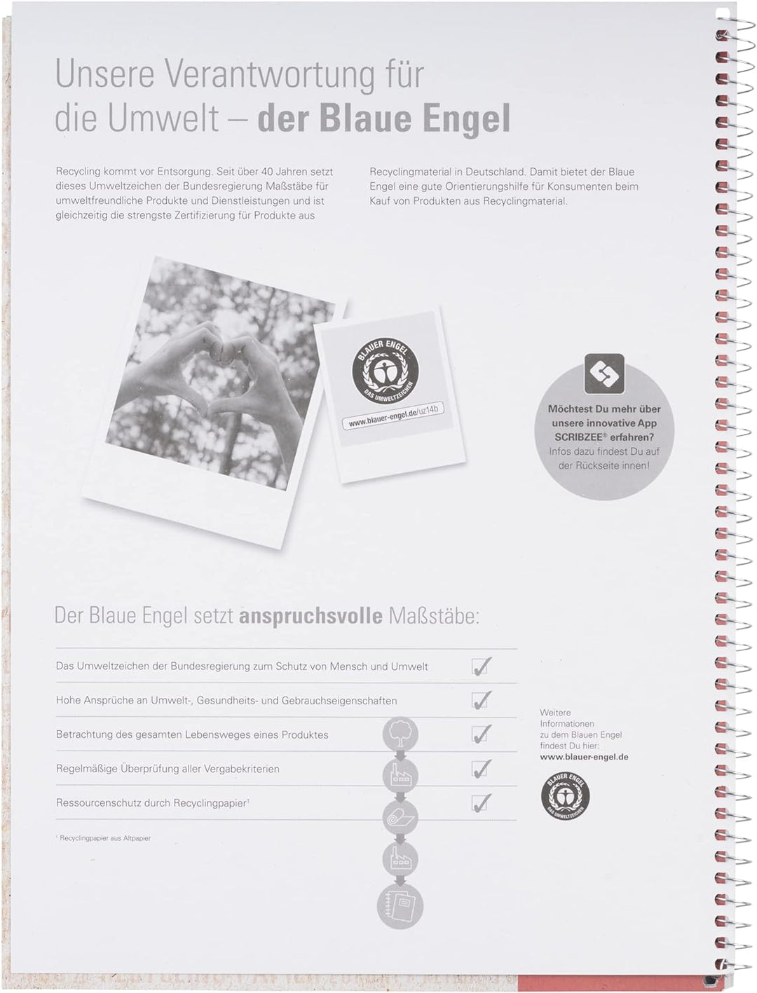 Oxford Recycling Collegeblock A4 kariert Rand links, 80 Blatt, 10 Stück A4 kariert mit Rand links, A