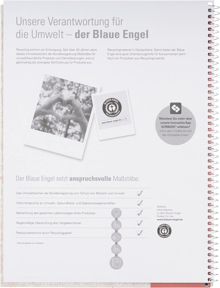 Oxford Recycling Collegeblock A4 kariert Rand links, 80 Blatt, 10 Stück A4 kariert mit Rand links, A